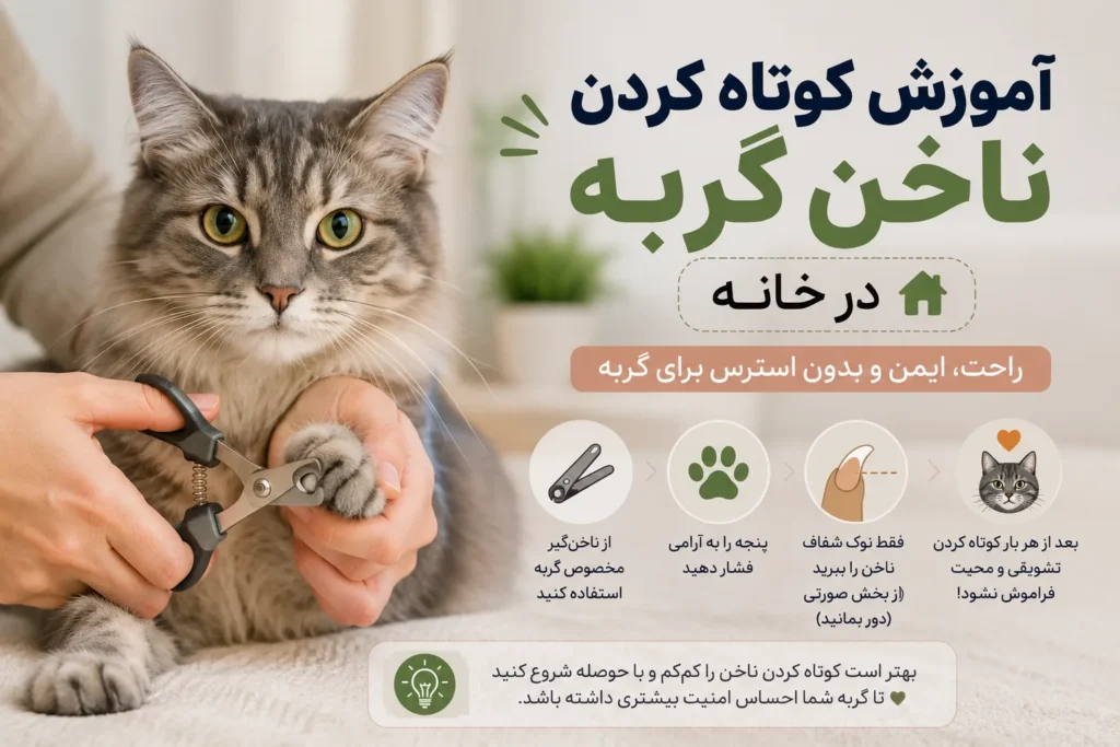 آموزش کوتاه کردن ناخن گربه