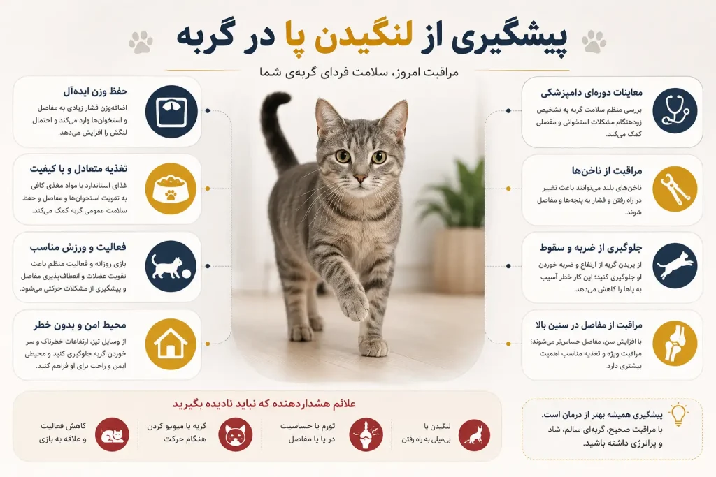 پیشگیری از لنگیدن پا در گربه‌